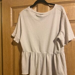 Cream waffle knit peplum top